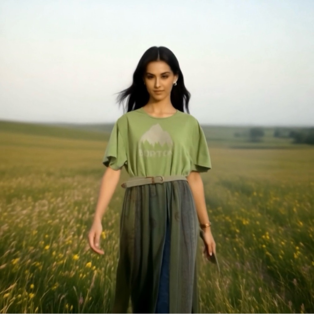 Upcycled boho maxi t-shirt.